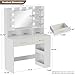 COMHOMA Vanity Desk with Lighted Mirror and Power Outlet, RGB LED Lights Makeup Vanity Set for Girls, Large Storage Capacity Dressing Table for Bedroom, 3 Lighting Modes Adjustable Brightness, White