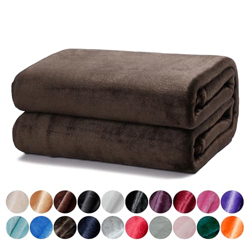 DALINA Textil - Manta para Sofá Grande 220x240cm - Manta Cama 135-150, Sobrecama - Manta Terciopelo Ligera para Sofá, Cama, Viaje, Sala de Estar (MARRÓN Oscuro)