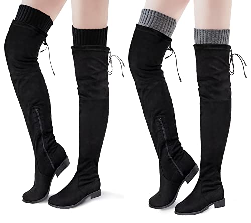 Image of Pcavin Thigh High Socks for Women, Long Cable Knit Over Knee Boot Stockings