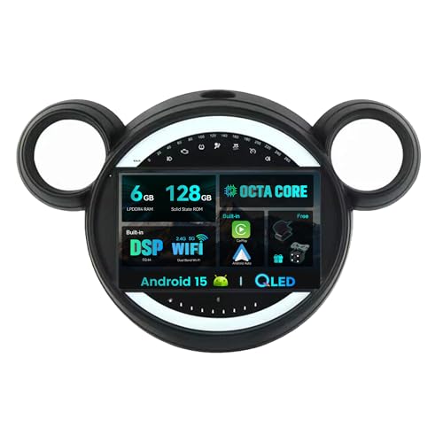 Autoradio Android 15 Mini Cooper avec Carplay sans Fil et Écran IPS 9"