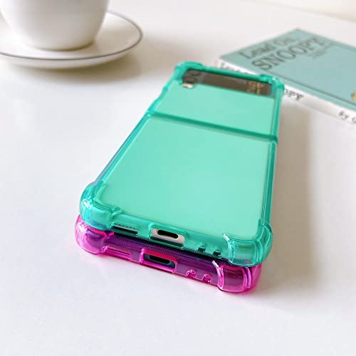 Coque transparente Samsung Z Flip 4 3 protection bumper silicone antichoc fine transparente verte - 7
