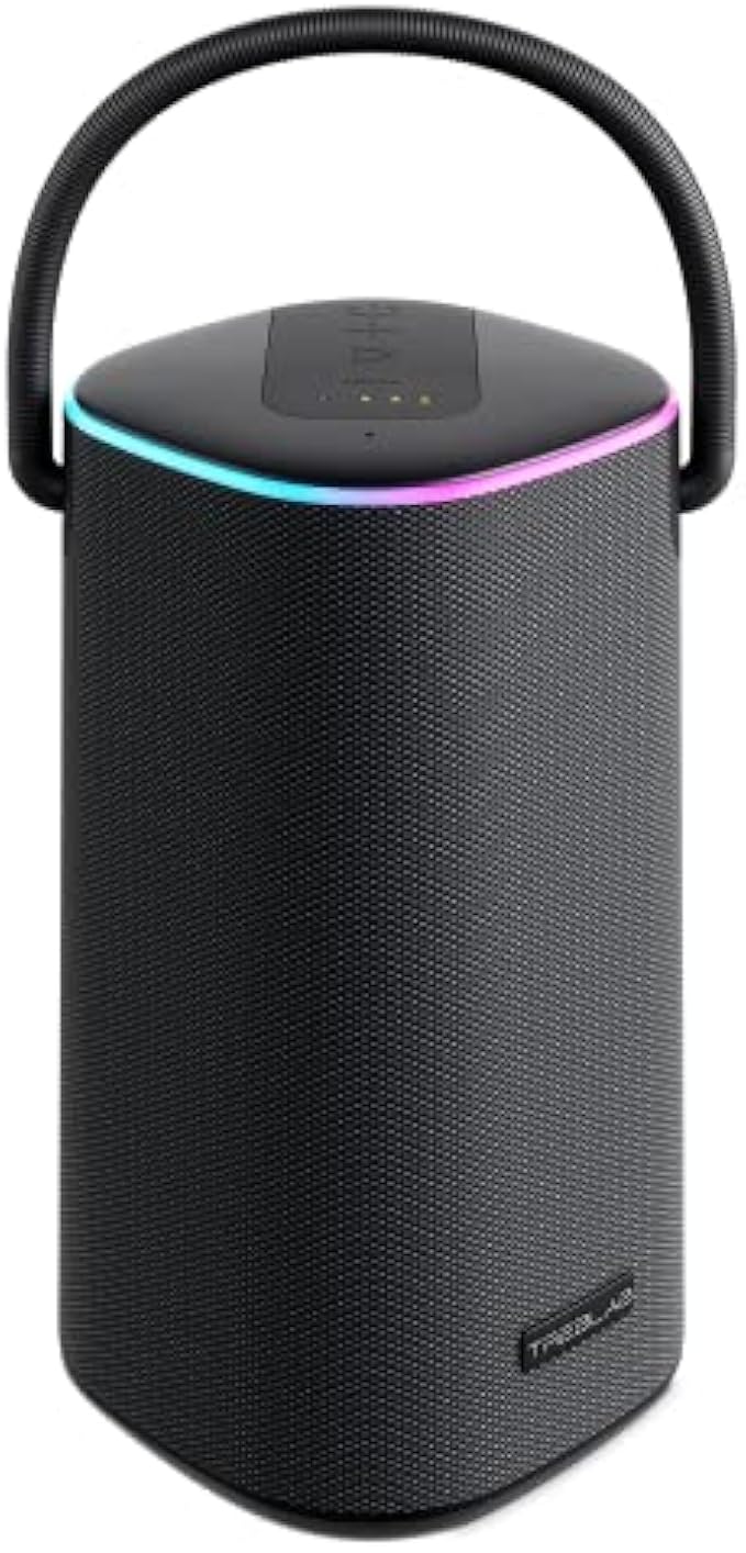 TREBLAB HD-Force - Portable Bluetooth Speaker - IPX6 Waterproof Speakers, Loud 60W Stereo Sound w/Bass, 25H Battery, TWS Mode, Powerbank, RGB LED Light - Wireless Speaker for Outdoor - Graphite