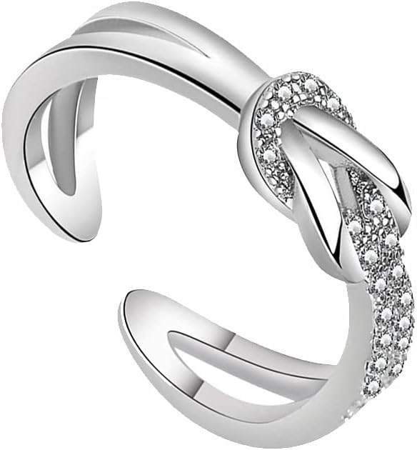 Q&D&S My Best Friend Knot - Anillo de amistad ajustable de plata de ley con tarjeta