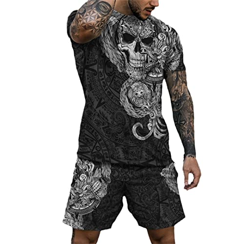 Ensemble 2 pièces homme t-shirt et short imprimé 3D Ts8537 XS