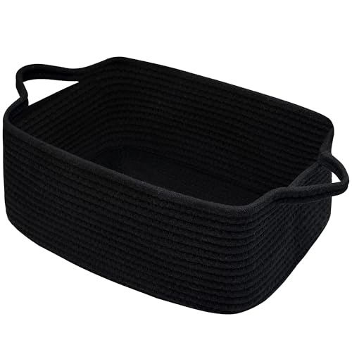 BYLSSNUK Gift Baskets Empty for Kids Woven Storage Basket for Gifts Small Rope Basket for Toy Baby Shower Baskets for Diaper Caddy Easter Boo Basket for Home Dcor Black 14 x 10 x 6 inches
