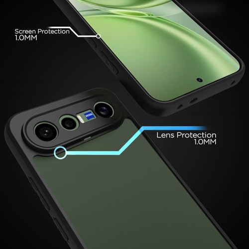 Image of RIGGEAR Shockproof Sleek Hybrid Armor Back Cover Case for Vivo X300 FE 5G (Smoke Black Matte PC + Black TPU Bumper)