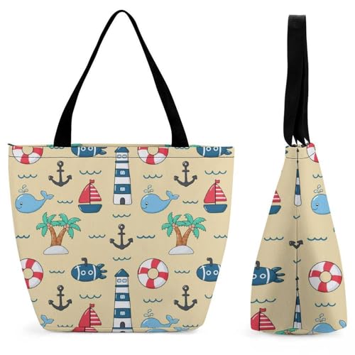 Sac de shopping pour voyage à motif phare bateau grand sac bandoulière