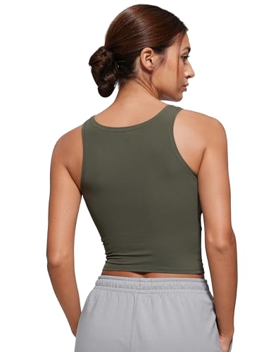 Image of CRZ YOGA Softembrace Scoop Neck Tank Top | Workout, Ultra Soft, Tight Fit, Waist Length, Double Lined, Sleeveless Shirts for Women