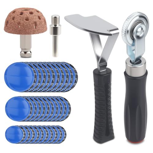 Image of 64PCS Tire Patch Roller Kit with 60PCS 3 Size Large Tire Patch for Tire Puncture Repair Kit with Tire Repair Tool for Car Grinding /Repair Buffing Wheel /Inner Liner Scraper (32 /45 /58mm)
