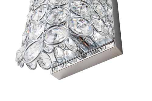 Image of 4-Light Long Strip Crystal Wall Sconce,Modern Luxury Chrome Wall Light with Shader Wall Lamp for Hallway Bedroom Living Room Bathroom Bedside Kitchen