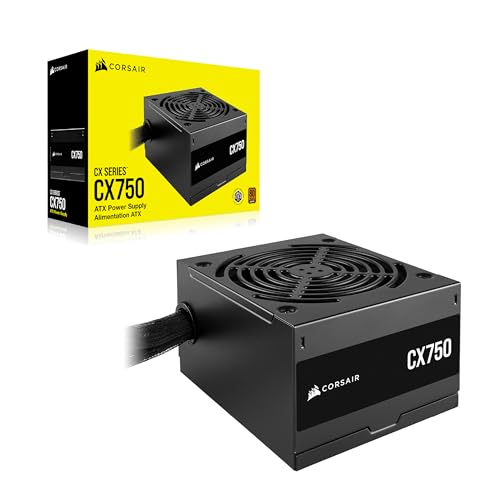 Image of CORSAIR CX750 80 Plus Bronze Non Modular Low-Noise ATX 750 Watt Power Supply - NA - Black