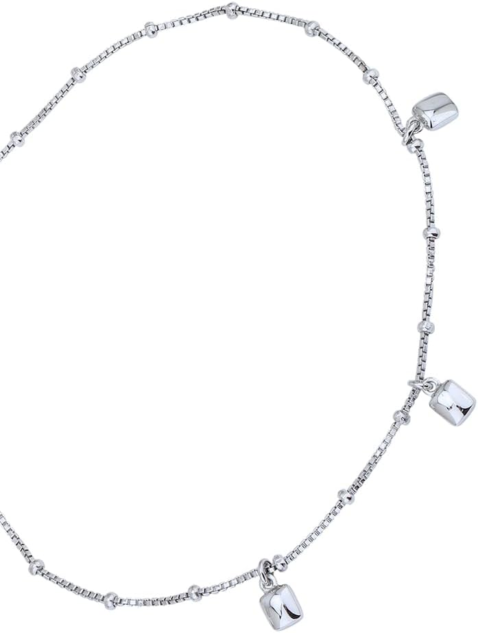 Vanbelle Sterling Silver Jewelry - Rhodium Plated with 925 Stamp - Minimalist Hanging Charm Anklet in Beaded Chain for Women - 9 Inch long + 1 Inch Extender - Image 2