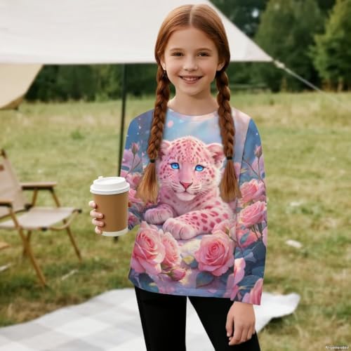 Image of WELLFLYHOM Long Sleeve T-Shirt for Boys Girls 3-16 Years Old Tee Tops Crewneck Pullover Shirts Fall Outfits