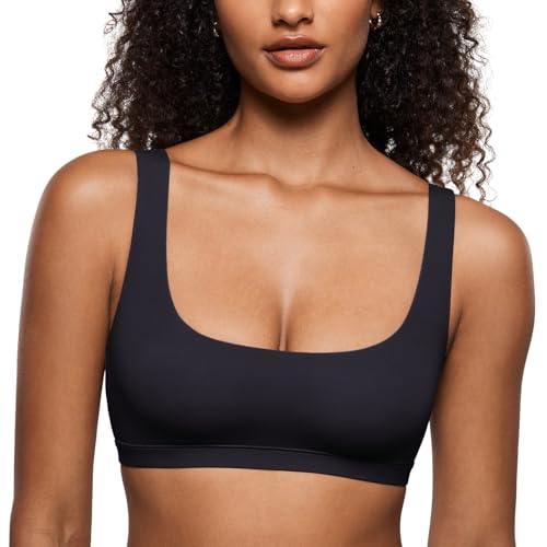 INLYRIC Women's Inbarely Soft Bralettes Scoop Neck Seamless Unlined Comfortable Double Layer Bralette