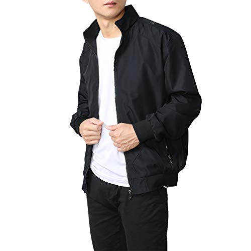 Allthemen Blouson Homme Léger Veste Militaire Chaud Jacket Casual Hiver Printemps Automne Aviateur Col Montant Noir 3XL - Image 6