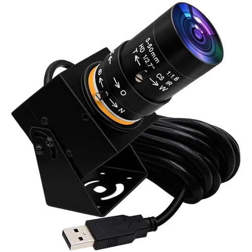 ELP 4K USB Camera with Microphone 5-50mm Varifocal Lens Manual Zoom Webcam 8MP IMX317 Sensor 3840x2160@30fps UVC for Windows, Linux, Mac, Raspberry Pi, etc.