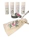 5 Popular Flower Scent Solid Perfume Set with Embroidered Pouch (Lilac, Gardenia, Rose Petal, & Patchouli Oud Wood)