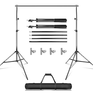 Backdrop Stand,Backdrop Stand for Parties 10ft Adjustable Photo Background Support Kit. with 6 Background Clamps,4 Crossbars and Carrying,for Wedding/Decorations/Photoshoot