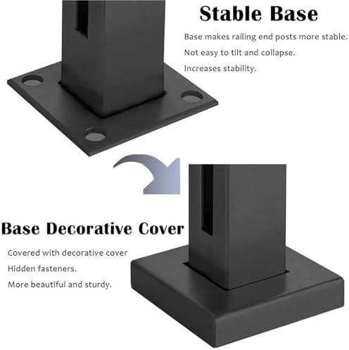 Adjustable 32in Heavy Duty Stainless Steel Stair Baluster Posts for Indoor & Outdoor Railings, Durable Stair Railing Columns, Fence Support (B-Edge)