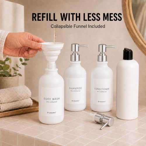 Shampoo and Conditioner Dispenser for Shower,3 * 500ml/16.9oz,White by modunful - Used condition - Image 5