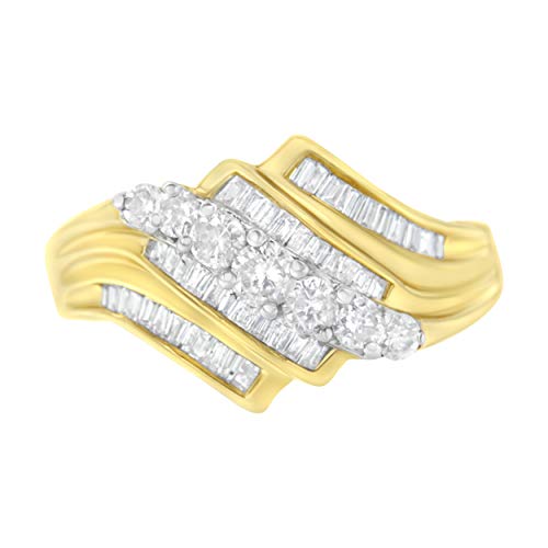 Haus of Brilliance 10K Yellow and White Gold 1 Carat TDW Diamond Bypass Ring (H-I,I1-I2)