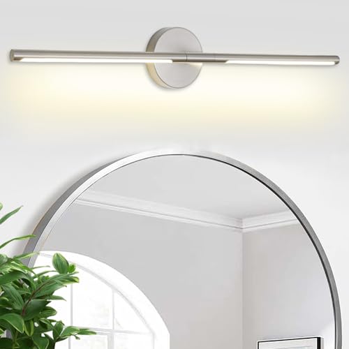 Image of Brushed Nickel Bathroom Light Fixtures Over Mirror 36 Inch, 26W 360 Rotatable Dimmable 4000K LED Vanity Light Bar, Modern Bathroom Vanity Lights Above Mirror