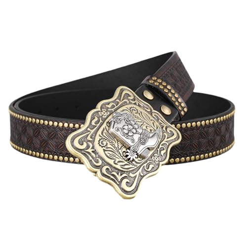 Ceinture cuir cloutée cowboy western large 38 mm homme femme