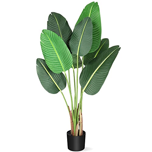 Amyove 48" Artificial Tree Bird of Paradise Artificial Plant Faux Plant for Home Decor Indoor Outdoor Office