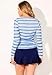 Swimsuits For All Adjustable Side Tie Swim Tee Set with Ruffle Skirt - Regatta Stripe, Navy