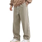Vhersily 2026 Jeans Larghi da Uomo, Pantaloni Boyfriend in Denim con Elastico in Vita e Co...