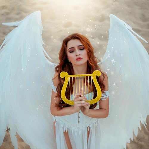 Maasechs HAP-MAASECHS-0104 Plastic Angel Harp Halloween Costume Accessory Gold Plastic Angel Harp thumb #3