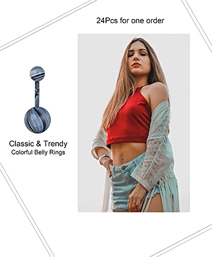 24-50Pcs 14G Stainless Steel Belly Button Rings for Women CZ Screw Navel Bars Body Piercing Jewelry4