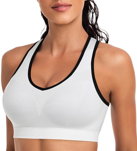 Image of Racerback Sports Bras for Women with Pads - High Impact Athletic Tank Tops for Yoga and Workout Brassieres Bra