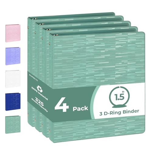 Classeur 3 anneaux anti-transfert d'encre POPRUN lot de 4 classeurs 3,8 cm vert nuit sans PVC