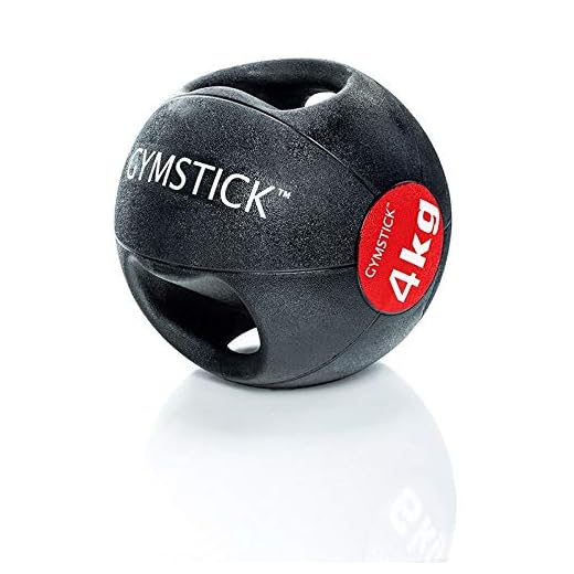 Gymstick - Balón Medicinal con Asas, diámetro de 25 cm, 4 kg, Colores Surtidos
