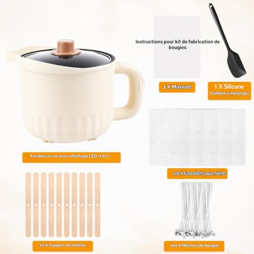 Fondoir Cire Bougie Electrique, 1.8L Kit Bougie a Faire Soi Meme Adulte – vue 8