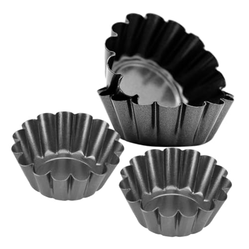 PLAFOPE 4pcs Tart Mould Carbon Steel Egg Tart Cups Non-stick DIY Baking Molds For Pudding Carbon Steel Baking Cup Cupcake Tart Pan