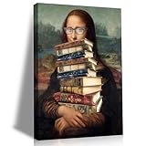 Funny Mona Lisa Canvas Wall Art Vintage Celebrity Poster Painting Mona Lisa Drawing Picture Print Humor Study Wall Decor for Classroom, Living Room, Study Room Ready to Hang 12x16 Inch