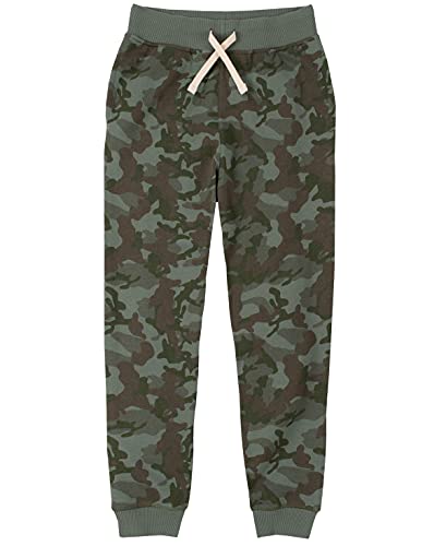 Joggers de felpa básicos para niño color verde camuflaje talla seis