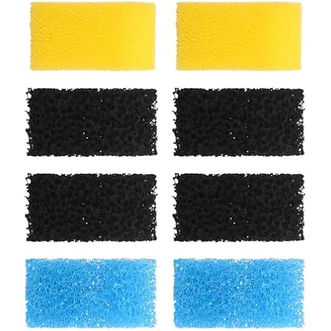 VCRAZE Replacement Aquarium Filter Sponge, Fish Tank Filter Replacement Parts, Including 2 x Coarse Sponge, 2 x Fine Sponge & 4 x Carbonized Sponge Cover