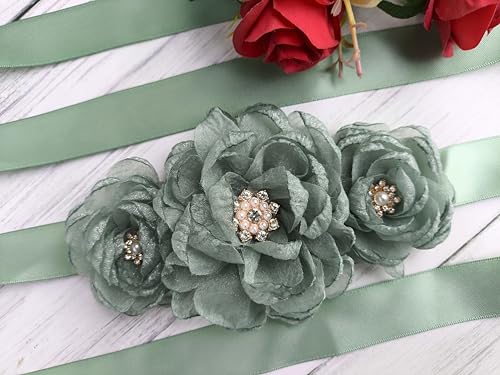 Organza Flower Girl Sash Belt, Organza Floral Sash Belt for Women Wedding Dress2