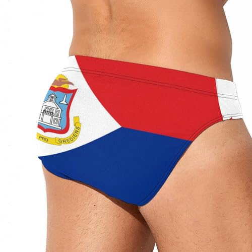 Flag of Sint Maarten Swimming Trunks for Men Soft Stretch Brief Swim Bikini Shorts Sexy Underwear Quick Dry Swimwear2