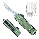 Caressolove Automatic Utility Knife Push Button, EDC Pocket Boxcutters With Clip, Double Action Auto Retractable Scalpel, Small Safety Box Cutter, Replaceable Razor Blade Exact Knives for Craftsman