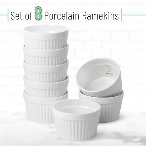 BTaT- Creme Brulee Ramekins 6 oz, Set of 8, Oven Safe Ramekins Oven Safe, - Thumbnail 2