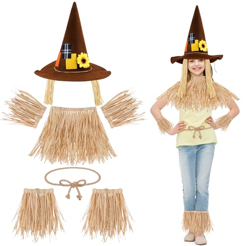 Fortuning's JDS 8pcs Thanksgiving Scarecrow Costume Set with Scarecrows Hat