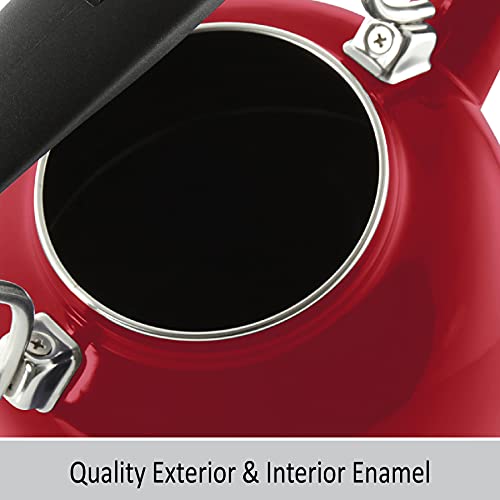 Chantal Vintage Enamel On Steel Whistling Teakettle, 1.7 Quart, Apple Red #TOP3
