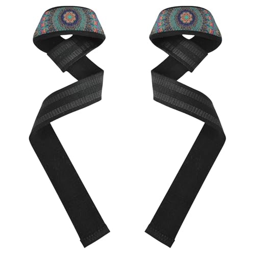STAYTOP Colorful Mandala Wrist Straps for Weightlifting,Lifting Straps with Neoprene Cushioned Wrist Padded and Anti-Skid Silicone for Strength Training,Bodybuilding,Deadlifting