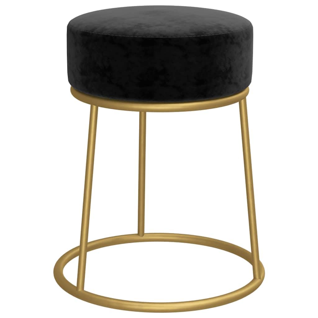 vidaXL Runder Hocker Schwarz Samt mit Eisengestell, 30 x 38 cm, Zusammenbau erforderlich