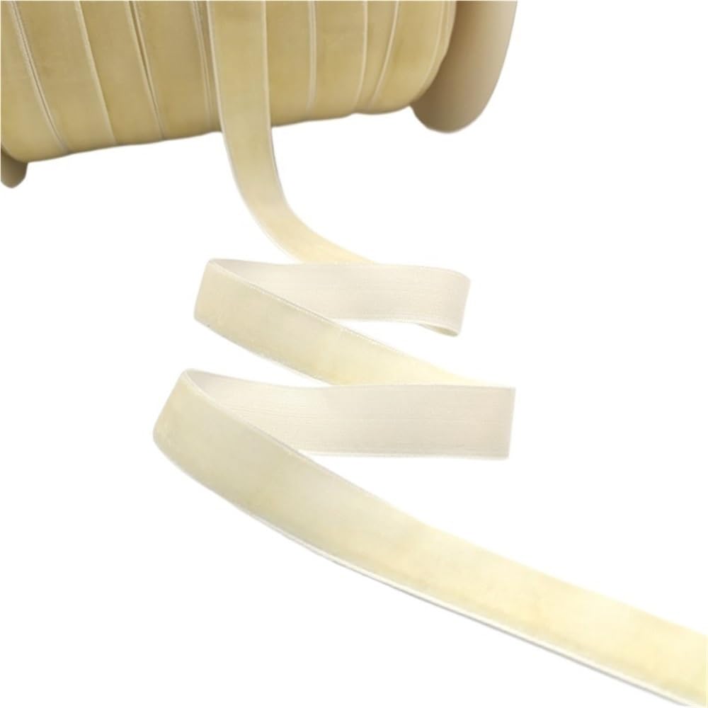 WEITINGKKK Ribbons for Gift Wrapping, Wedding Decor Ribbons 5 Yards Multicolor Velvet Ribbon 6-25mm Handmade Fringe Fabric(Cream,6mm)