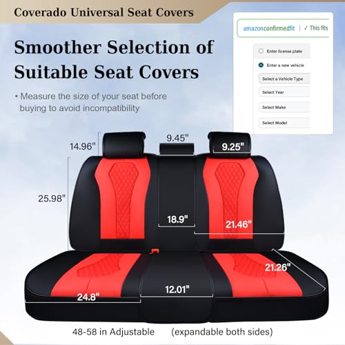 Image of Coverado Car Seat Covers, Rear Car Protectors, Leather Seat Covers, 3-Piece Waterproof Automotive Seat Covers for Back Seats Universal Fit for SUVs & Cars, All-Weather Protection